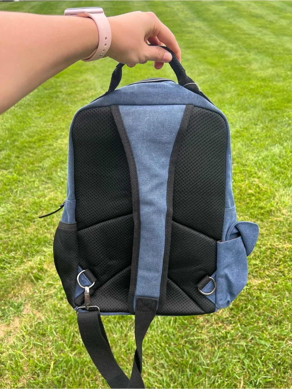 Large Crossbody Canvas Sling Bag with Front Organizer Messenger Backpack Blue